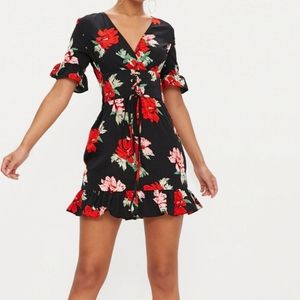 Prettylittlethings Floral Corset Swing Dress Mini